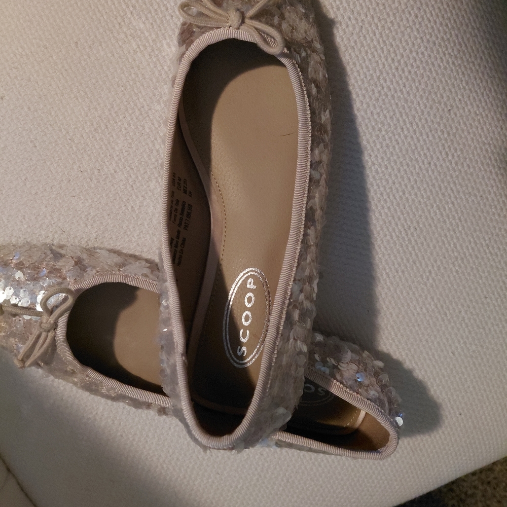Women's Sequin Ballet Flats - Cream